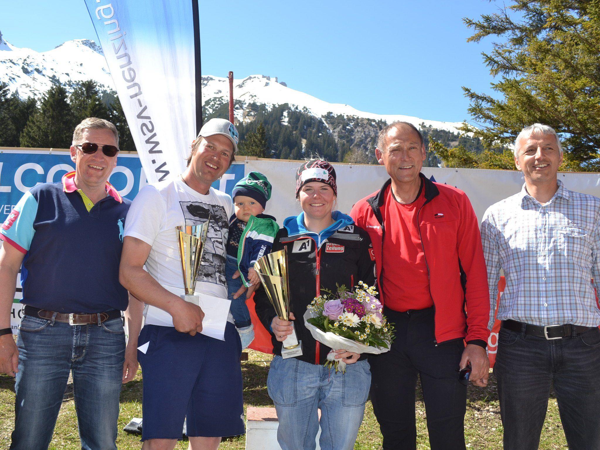 Die Gesamtsieger Kerstin Nicolussi und Pierre Egger mit Clemens Lampert, Wolfgang Pfaff und Hannes Kager.