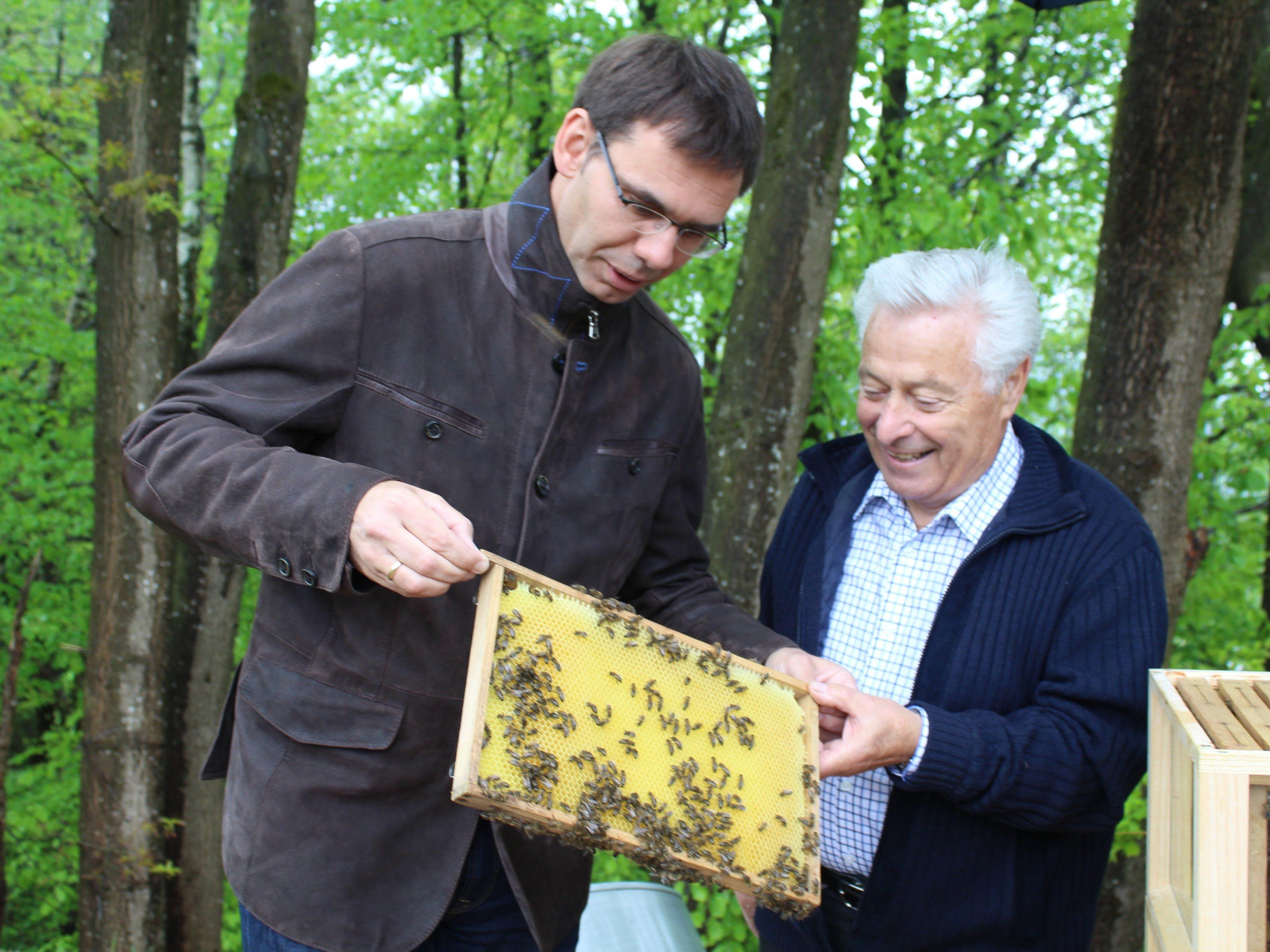 Markus Wallner mit Bienen-"Göte" Rudi Neumayer