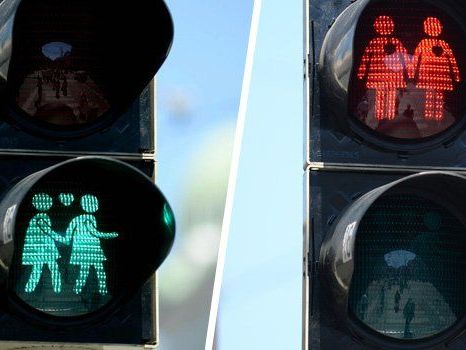 Ausgewählte Wiener Ampelmännchen treten nun auch als gleichgeschlechtliche Paare auf. Ausgewählte Wiener Ampelmännchen treten nun auch als gleichgeschlechtliche Paare auf.