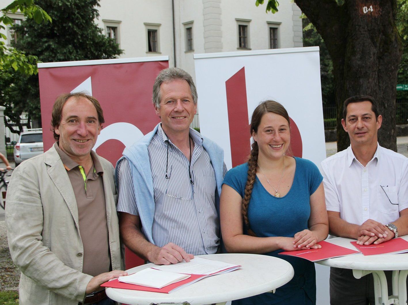 LR Johannes Rauch, Bgm. Richard Amann, Anna Waibel und StR. Martin Buder stellten das Projekt vor.