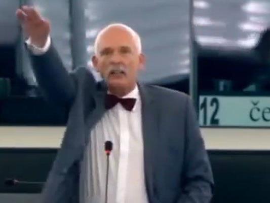 Rechtsaußen-Politiker Korwin-Mikke störte Debatte zu EU-Ticketsystem.