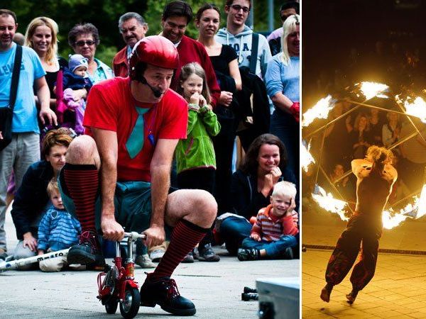 Straßenkunst auf höchstem Niveau am Buskers Festival. Straßenkunst auf höchstem Niveau am Buskers Festival.