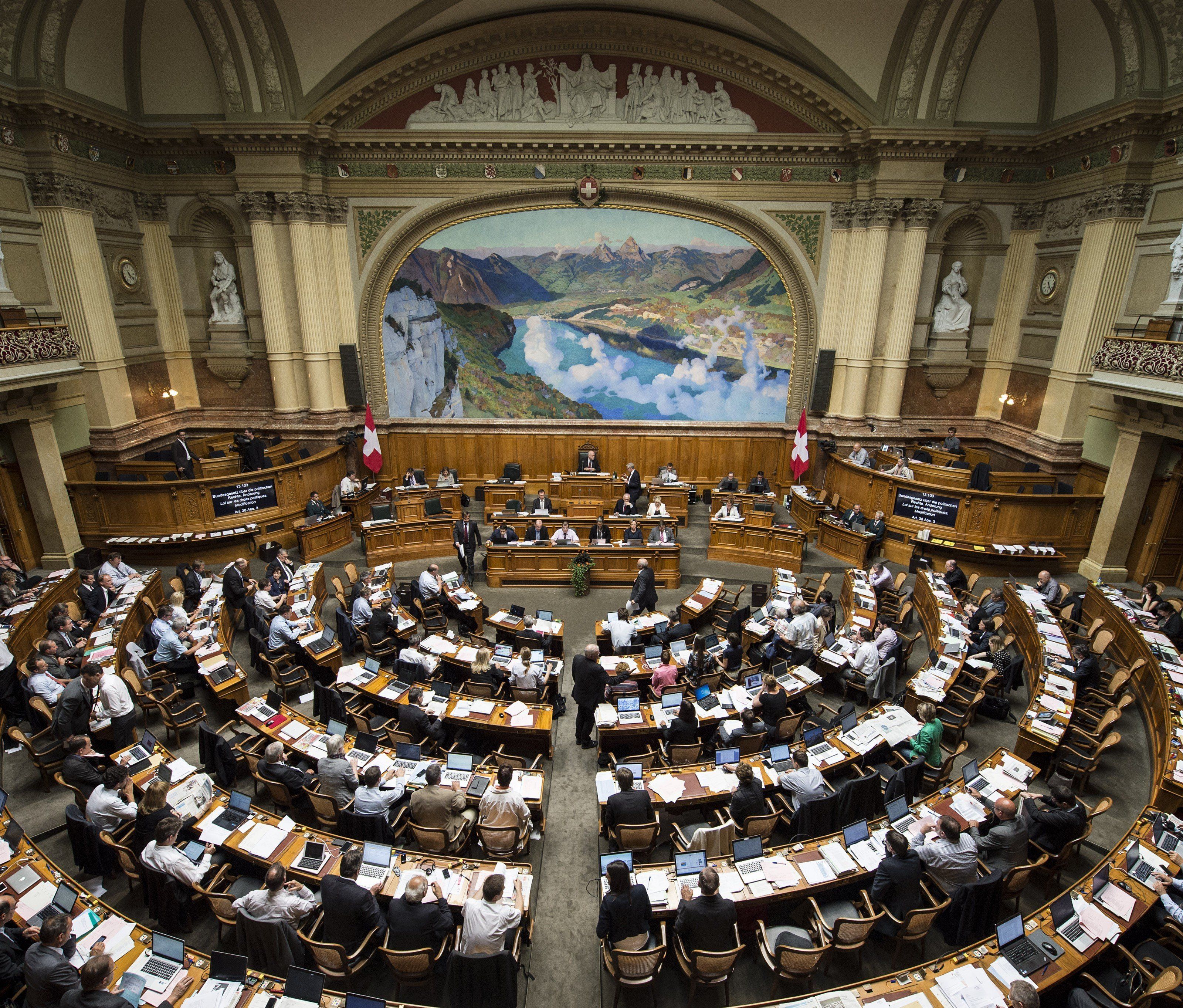 Verschiebungen im Schweizer Parlament von Mitte-Links nach Mitte-Rechts. Verschiebungen im Schweizer Parlament von Mitte-Links nach Mitte-Rechts.