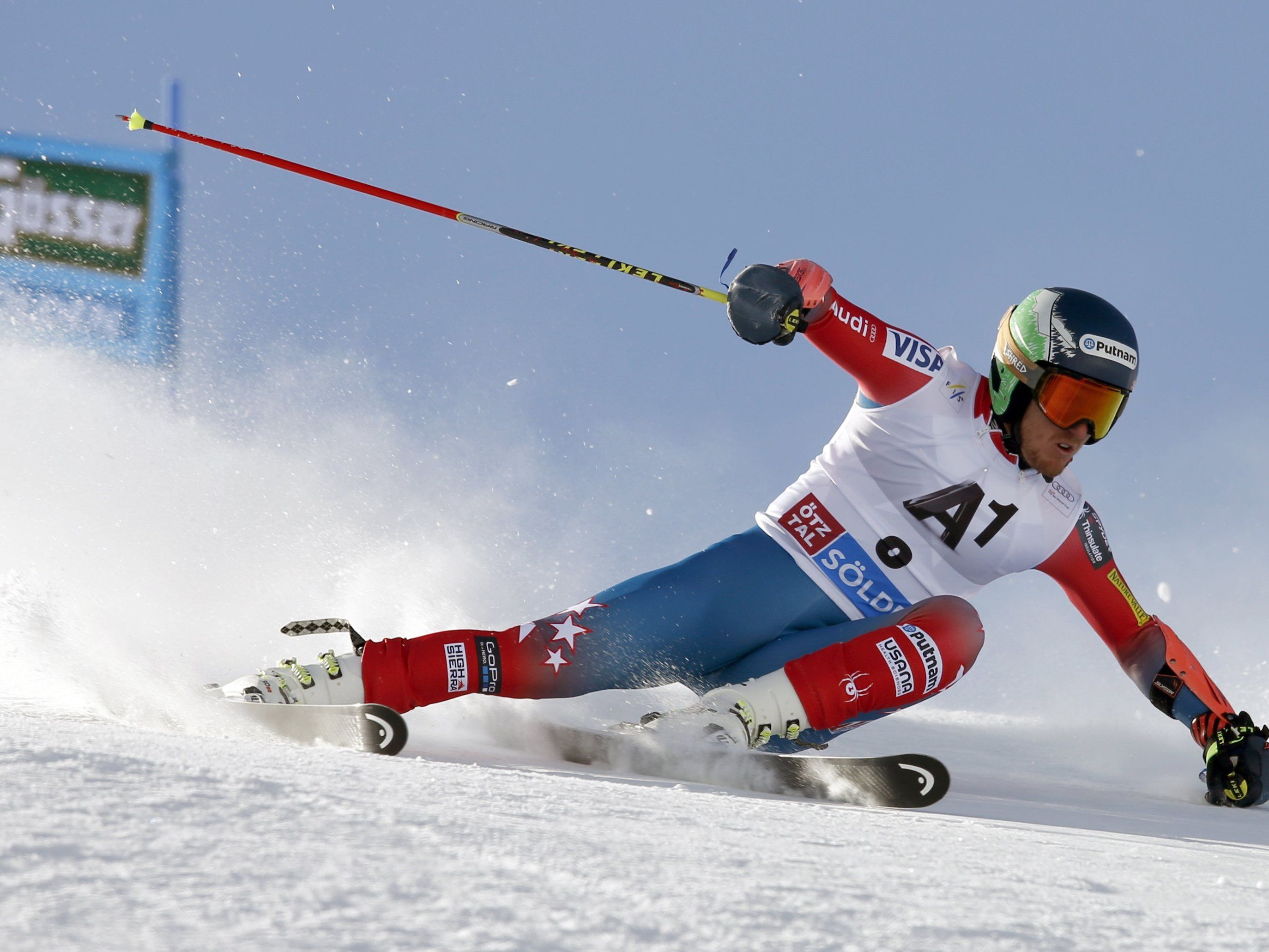 Hat schon mal die halbe Miete: Ted Ligety im ersten Durchgang. Hat schon mal die halbe Miete: Ted Ligety im ersten Durchgang.