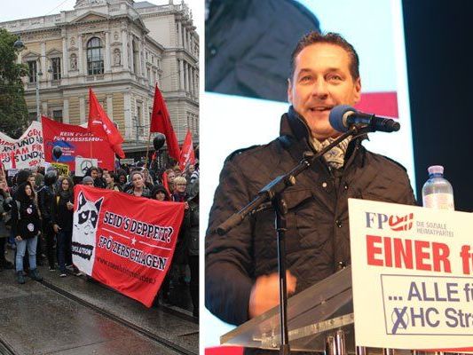 Zum FPÖ-Wahlkampffinale gab es eine Gegendemonstration Zum FPÖ-Wahlkampffinale gab es eine Gegendemonstration