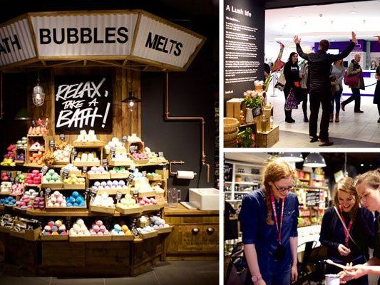 Die LUSH-Filiale im Donau Zentrum ist gewohnt kunterbunt und sorgte nicht nur bei der Neueröffnung für Freude Die LUSH-Filiale im Donau Zentrum ist gewohnt kunterbunt und sorgte nicht nur bei der Neueröffnung für Freude