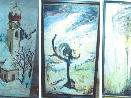 Drei Werke der Malerin Soshana, die vor einigen Jahren gestohlen wurden.