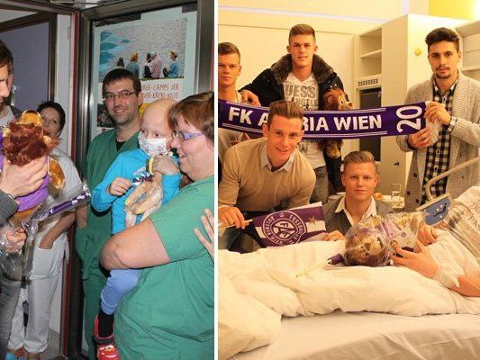 Die Spieler der Wiener Austria sorgten für Freude bei den Kindern. Die Spieler der Wiener Austria sorgten für Freude bei den Kindern.