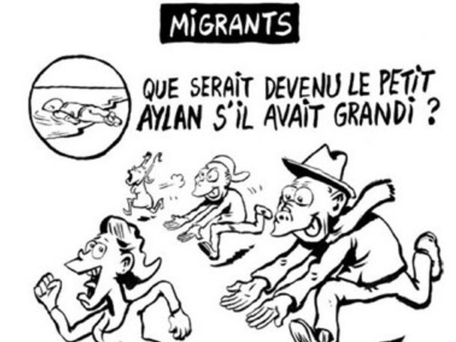"Was wäre aus dem kleinen Aylan geworden?" - Charlie Hebdo provoziert mit Karrikatur. "Was wäre aus dem kleinen Aylan geworden?" - Charlie Hebdo provoziert mit Karrikatur.