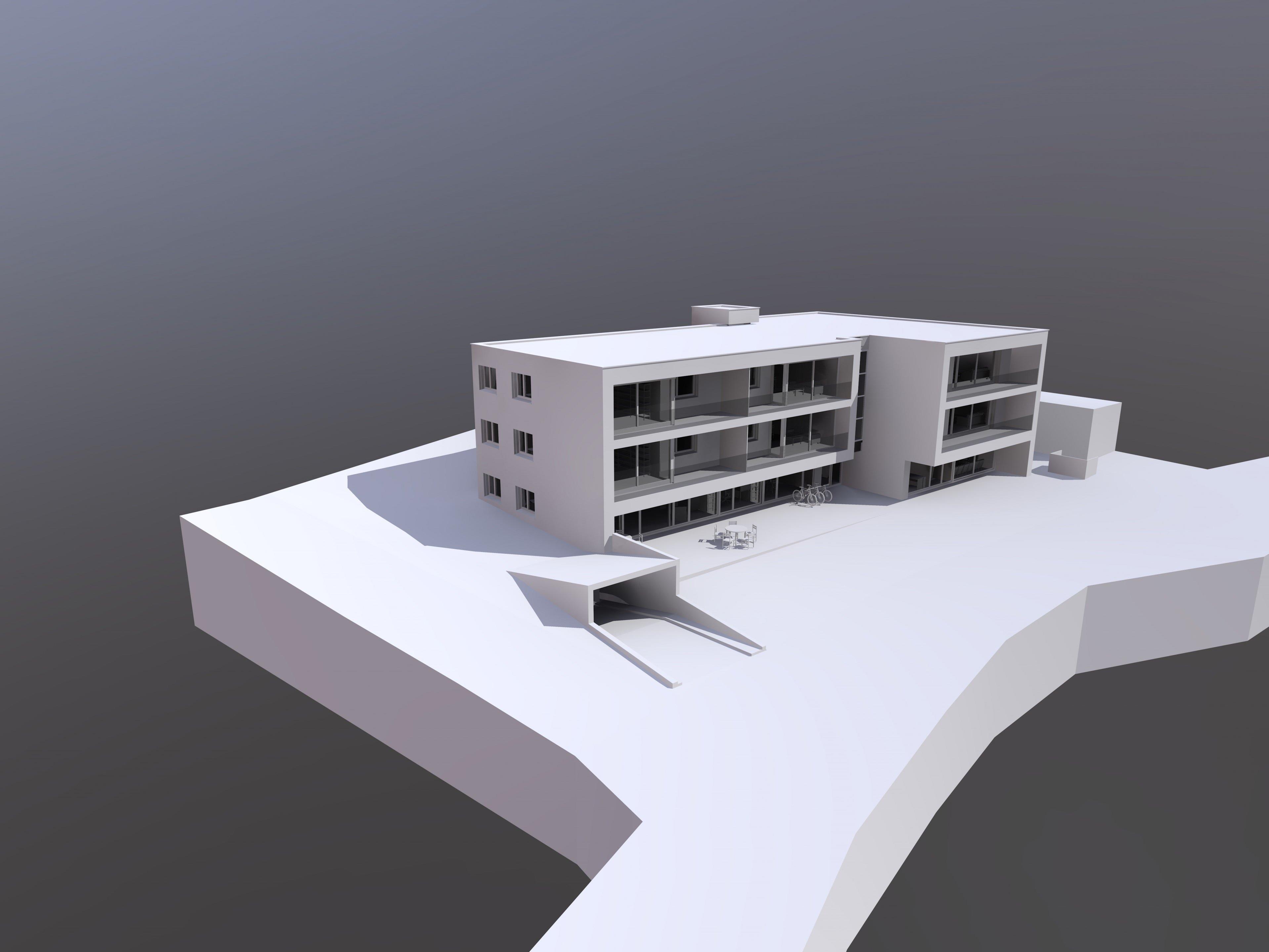 Modell des neuen Wohn- und Arztgebäudes in der Alten Schlinser Straße
