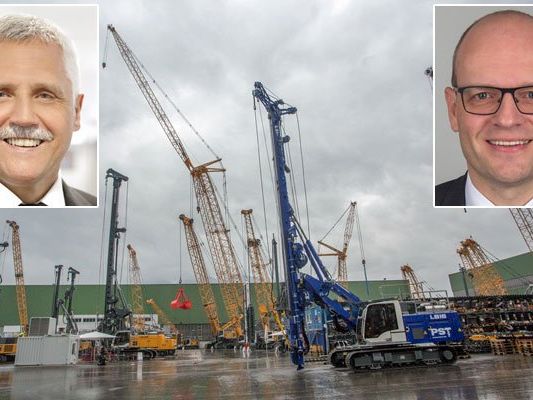 Wechsel in dr GF bei Liebherr Nenzing: Auf Anton Grass (kl. Bild links) folgt Markus Schmidle (kl. Bild rechts).