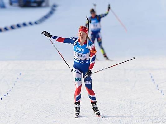 Siegreiche Norwegerin - Schlussläuferin Marte Olsbu