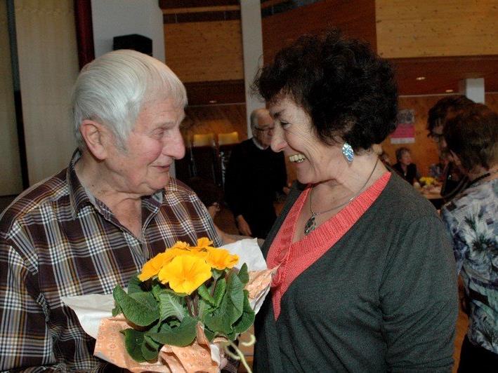 Der älteste männliche Gemeindebürger Franz Hörburger und Obfrau Ernestine Riehm