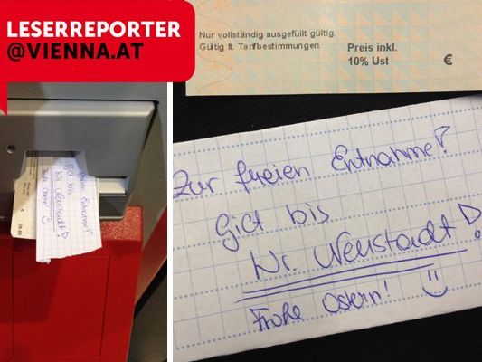 Die hinterlassene Fahrkarte im Bahnhof Traisengasse. Die hinterlassene Fahrkarte im Bahnhof Traisengasse.