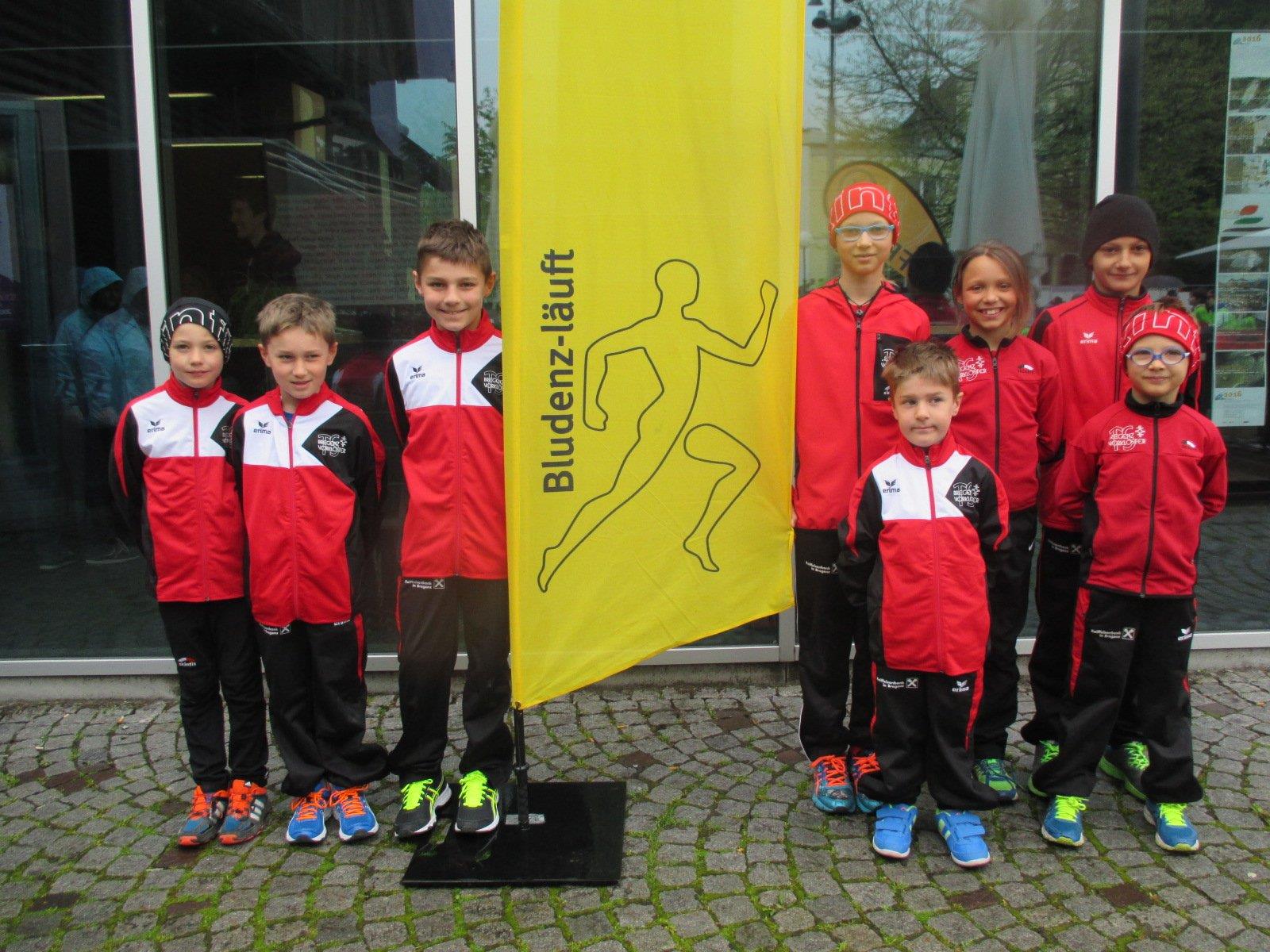 Die Teilnehmer der TS Bregenz-Vorkloster bei den Kinderbewerben „Bludenz läuft“.