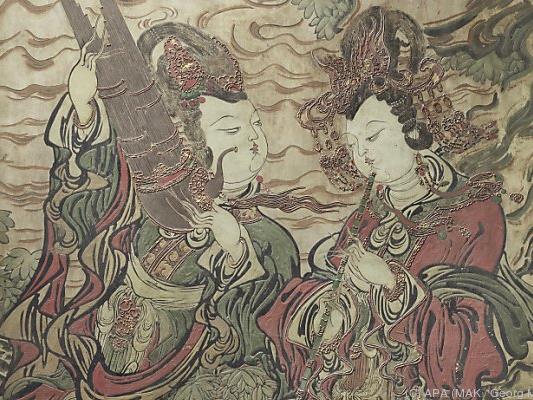Chinesische Wandmalerei aus der Yuan-Dynastie (1260-1368)