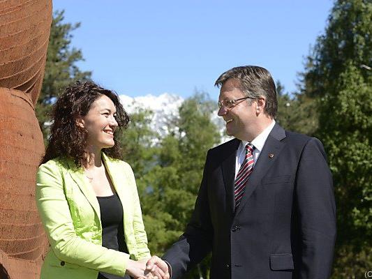 Die Tiroler Grünen-Chefin Felipe und Landeshauptmann Platter