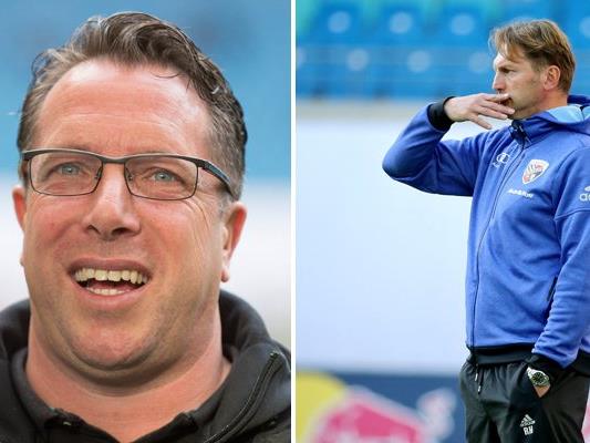 Ralph Hasenhüttl (r) wird neuer Trainer bei RB Leipzig - Markus Kauczinski (l) sein Nachfolger in Ingolstadt