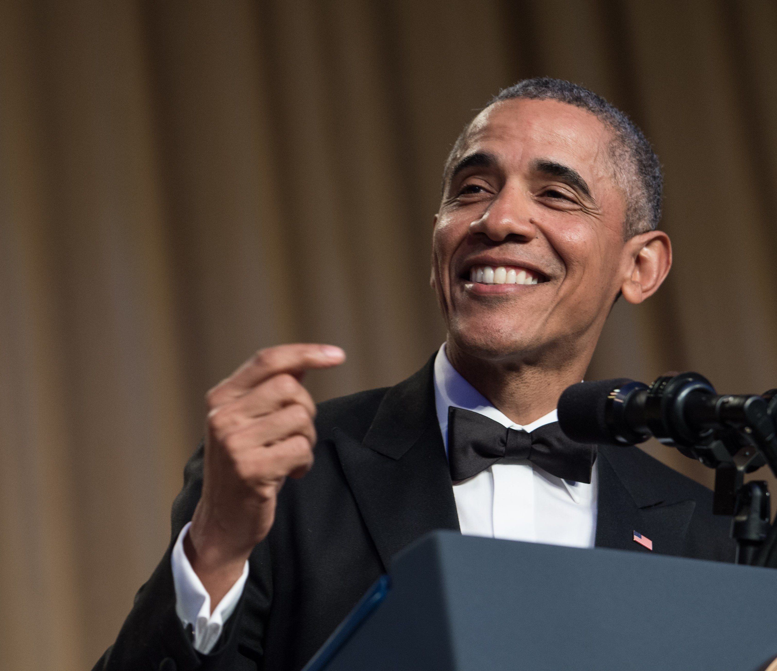 Barack Obama zum letzten Mal als US-Präsident beim Galadinner der beim Weißen Haus akkreditierten Korrespondenten. Barack Obama zum letzten Mal als US-Präsident beim Galadinner der beim Weißen Haus akkreditierten Korrespondenten.