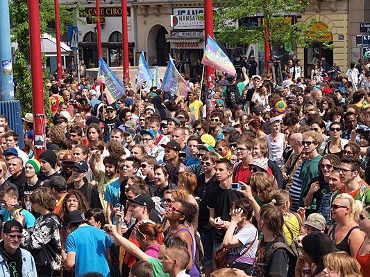Beim Hanfwandertag, der regelmäßig in Wien stattfindet Beim Hanfwandertag, der regelmäßig in Wien stattfindet