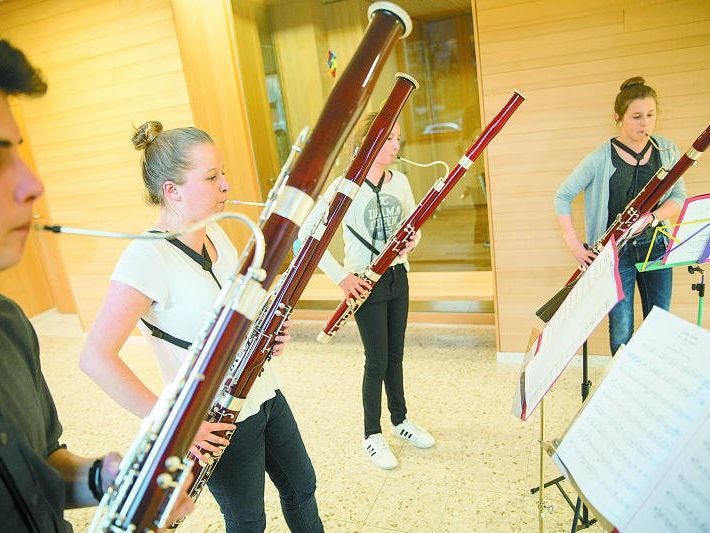 Das Quartett beim Proben in Schwarzenberg