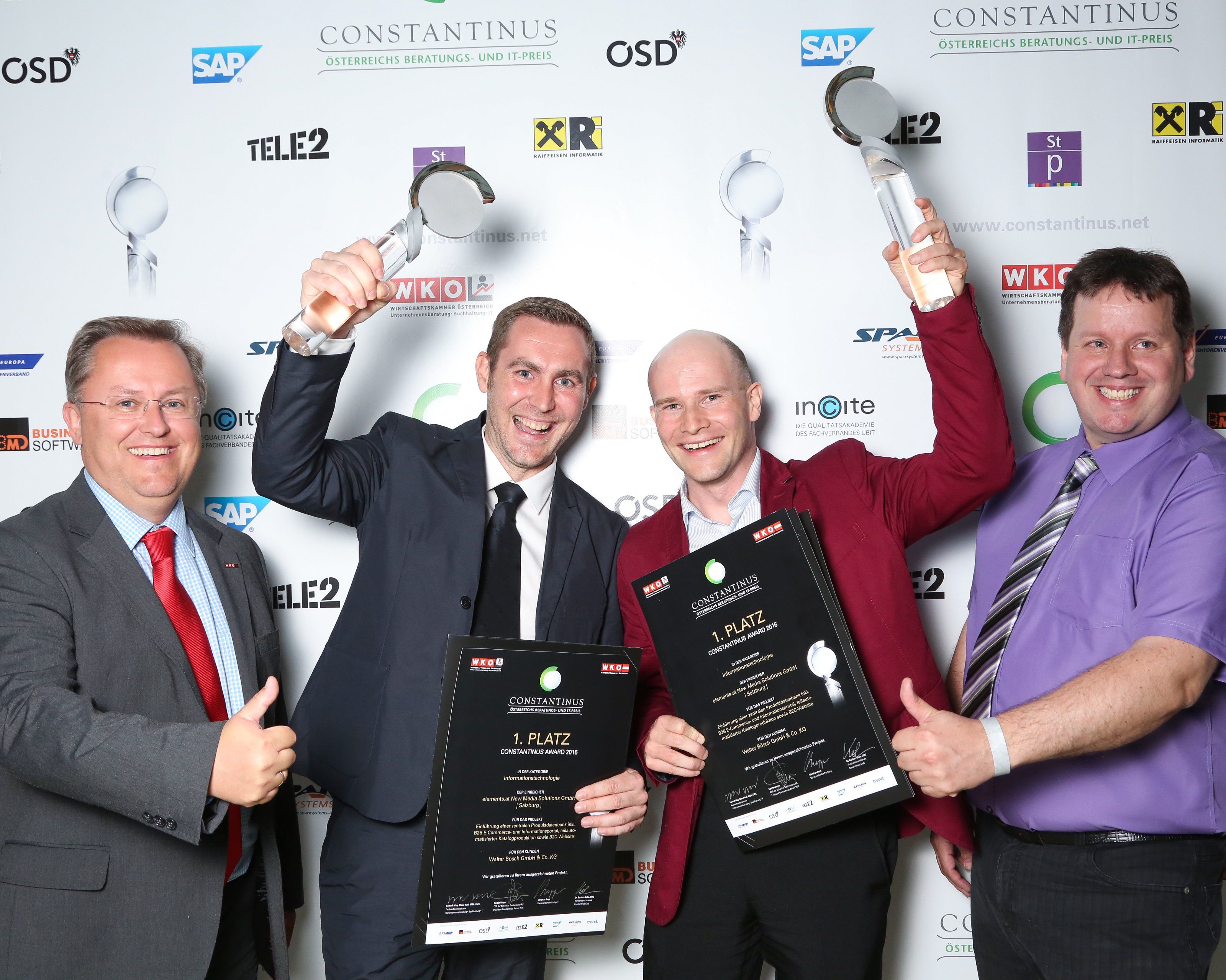 Die Walter Bösch GmbH & Co. KG aus Lustenau konnte einen der begehrten Constantinus-Awrds der Beratungs- und IT-Branche gewinnen. Die Walter Bösch GmbH & Co. KG aus Lustenau konnte einen der begehrten Constantinus-Awrds der Beratungs- und IT-Branche gewinnen.