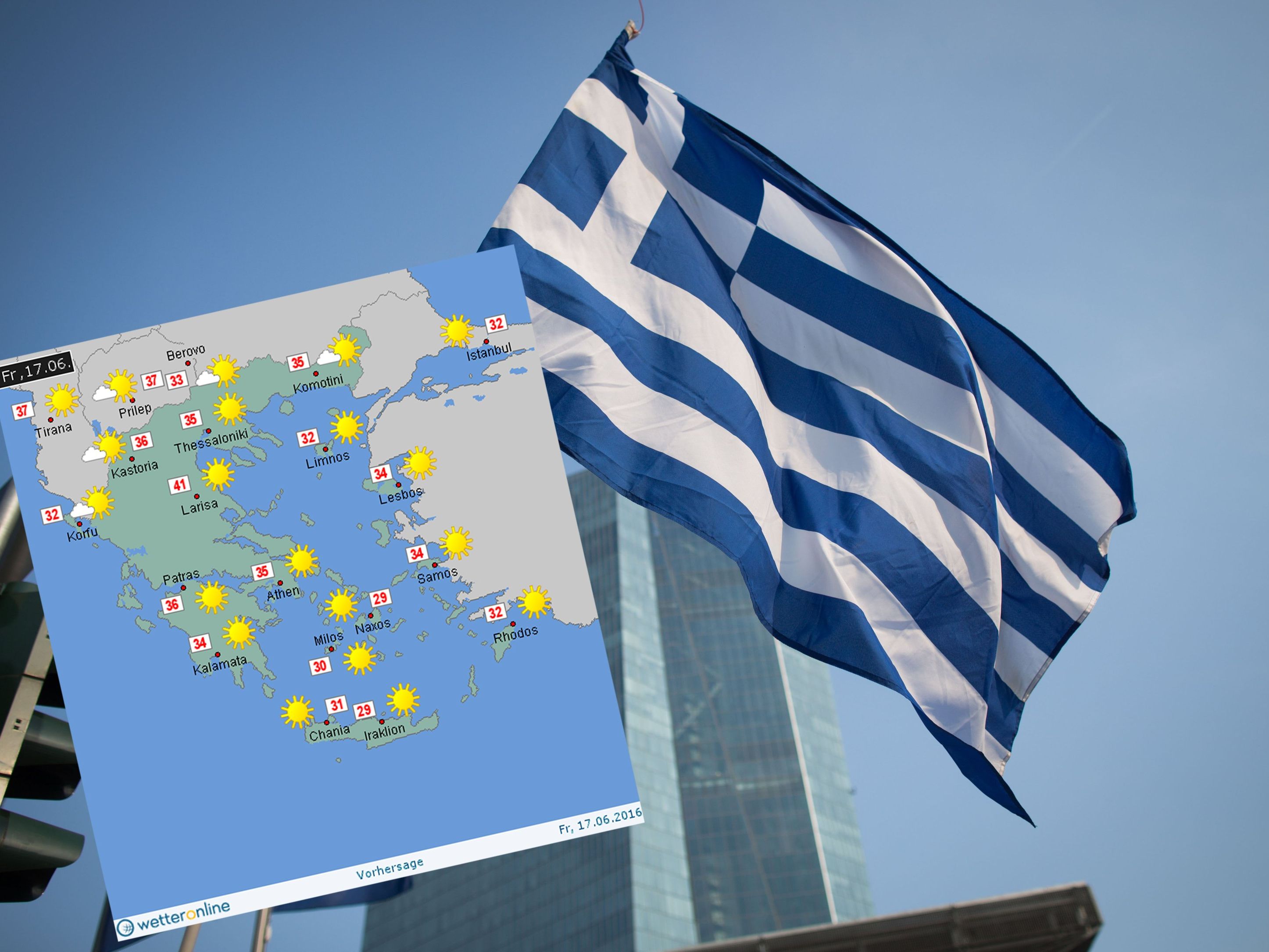 In Griechenland wird es heute heiß. In Griechenland wird es heute heiß.