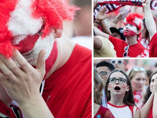 Schock bei den Österreich-Anhängern in der Fanzone am Rathausplatz in Wien während des Euro-Spiels zwischen Island und Österreich in Frankreich Schock bei den Österreich-Anhängern in der Fanzone am Rathausplatz in Wien während des Euro-Spiels zwischen Island und Österreich in Frankreich