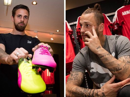 Martin Harnik und Marko Arnautović bei der Präsentation ihrer neuen Schuhe. Martin Harnik und Marko Arnautović bei der Präsentation ihrer neuen Schuhe.