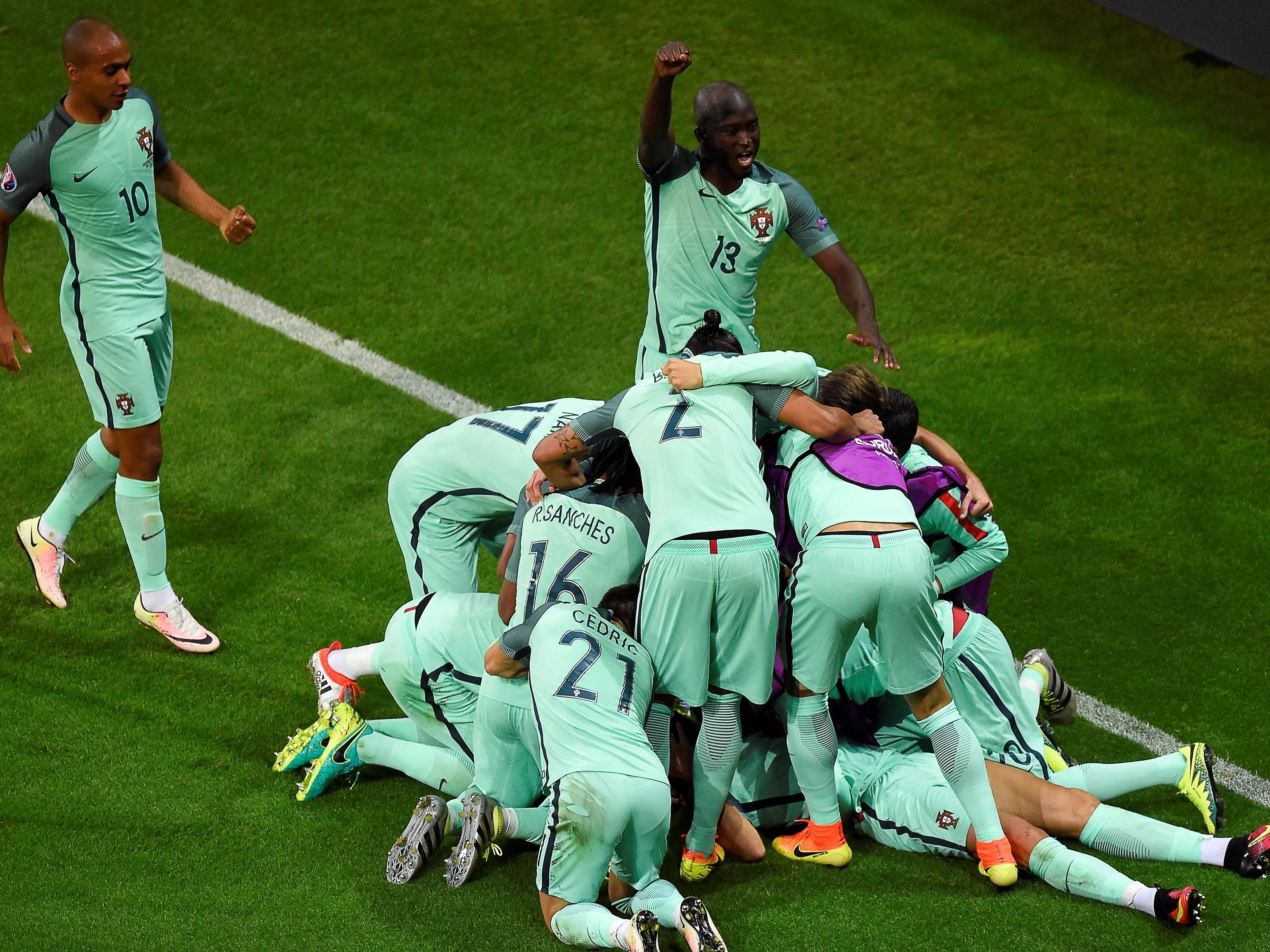 Großer Jubel bei Portugal über den Finaleinzug bei der Euro 2016.