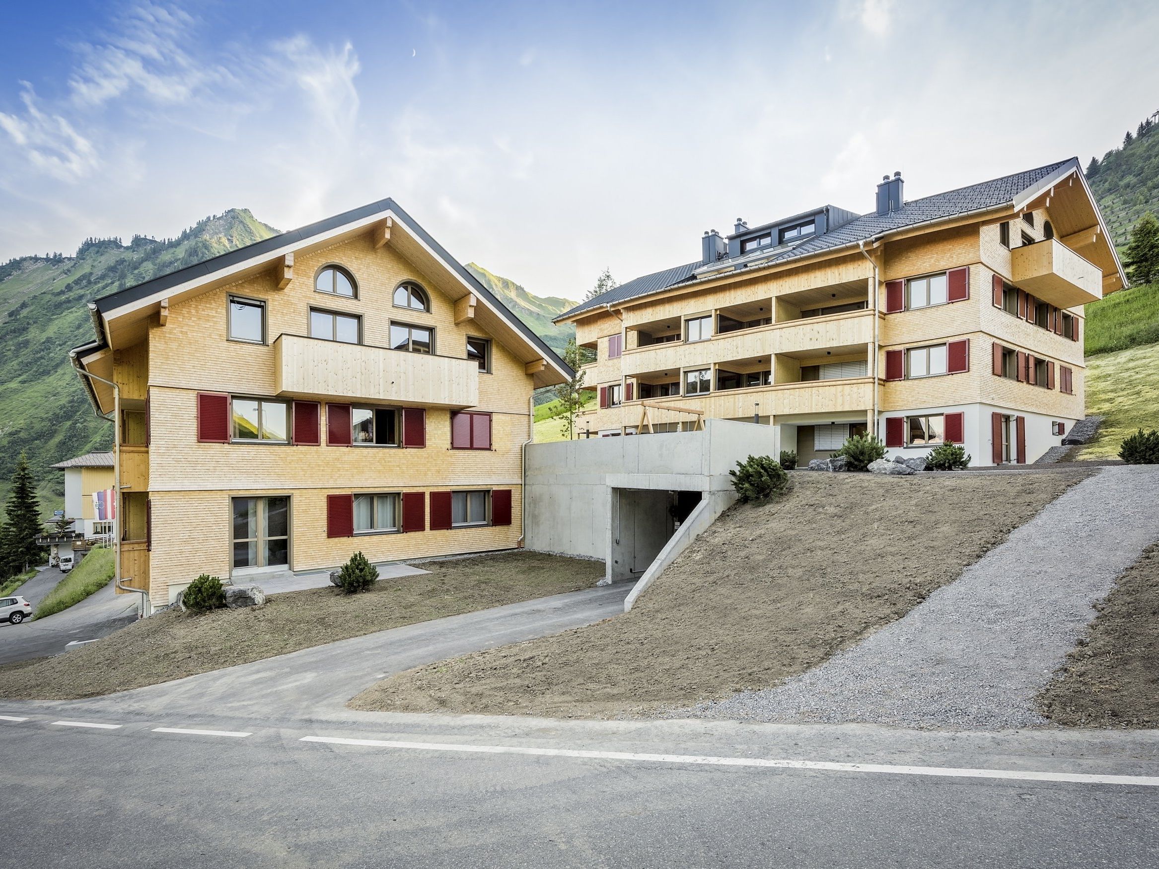 Die Alpen.Lodge wurde schneller als ursprünglich geplant fertiggestellt. Die Alpen.Lodge wurde schneller als ursprünglich geplant fertiggestellt.