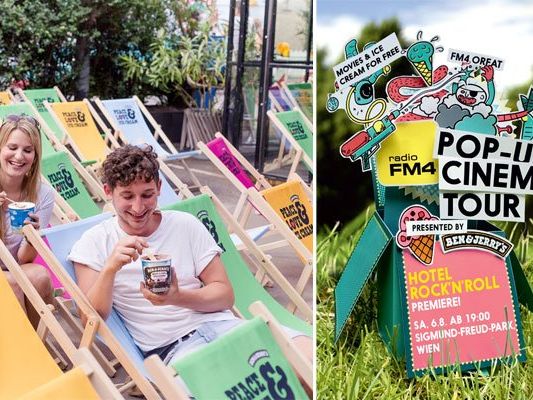 Die Pop-up Cinema Tour zeigt "Hotel Rock'n Roll" vor der Votivkirche in Wien Die Pop-up Cinema Tour zeigt "Hotel Rock'n Roll" vor der Votivkirche in Wien