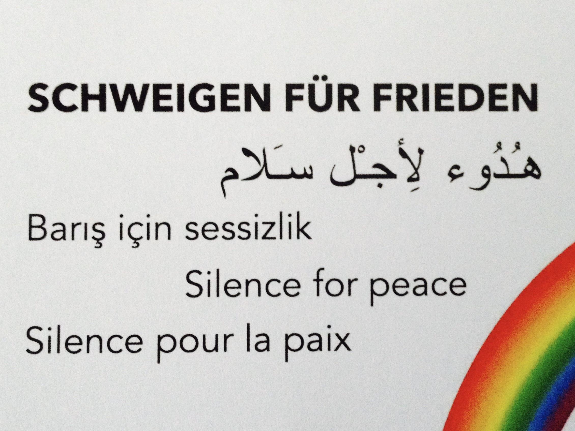"Schweigen für Frieden" kennt keine religiösen und weltanschaulichen Grenzen.