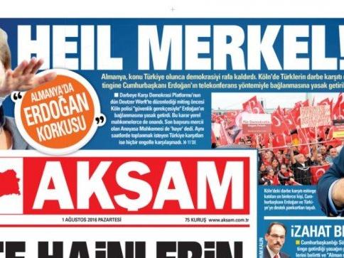 Türkisches Zeitung zeigt Merkel mit Hitler-Bart!