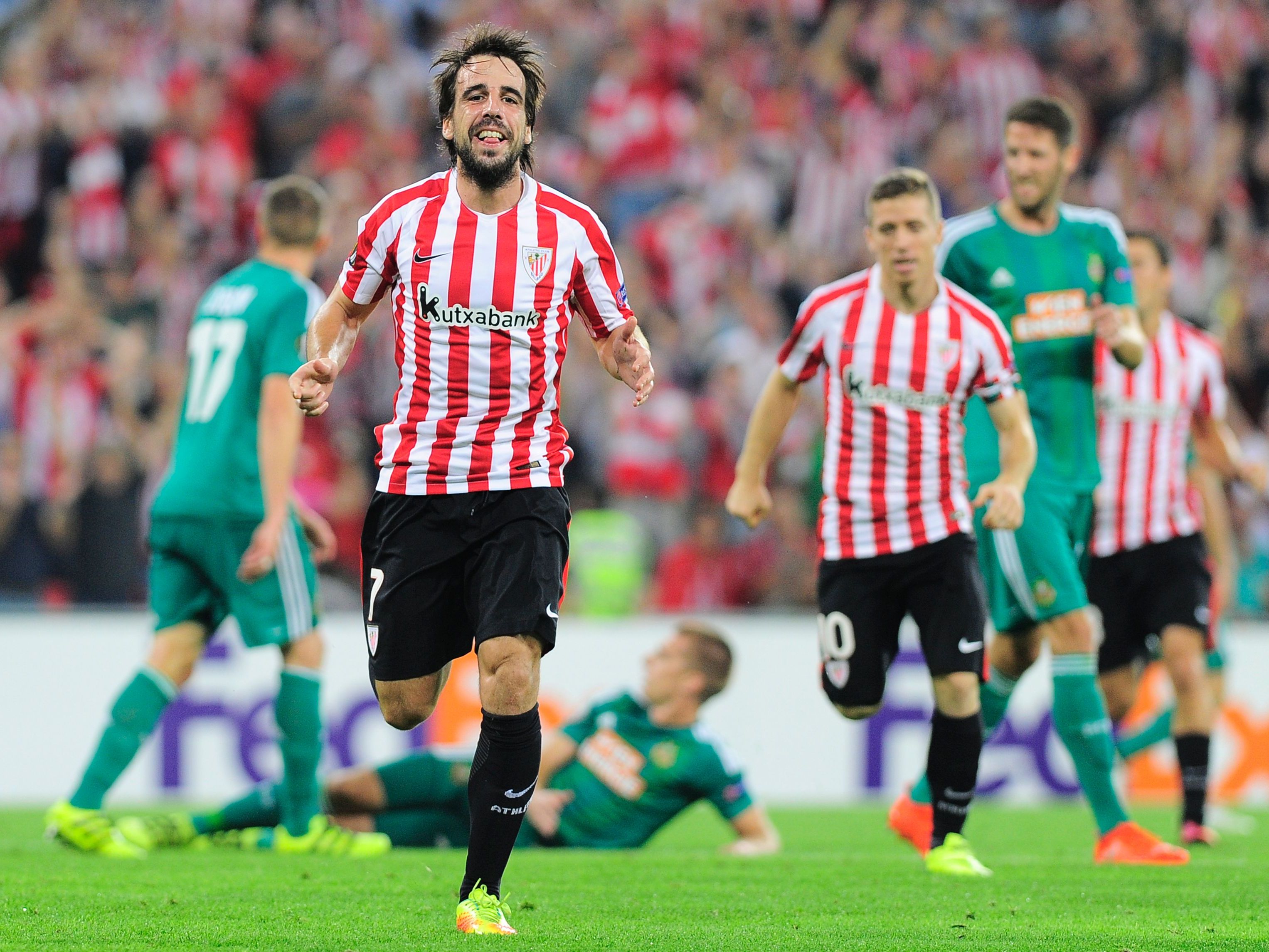 Athletics Beñat Etxebarria erzielte das entscheidende Tor im San-Mamés-Stadion von Bilbao. Athletics Beñat Etxebarria erzielte das entscheidende Tor im San-Mamés-Stadion von Bilbao.