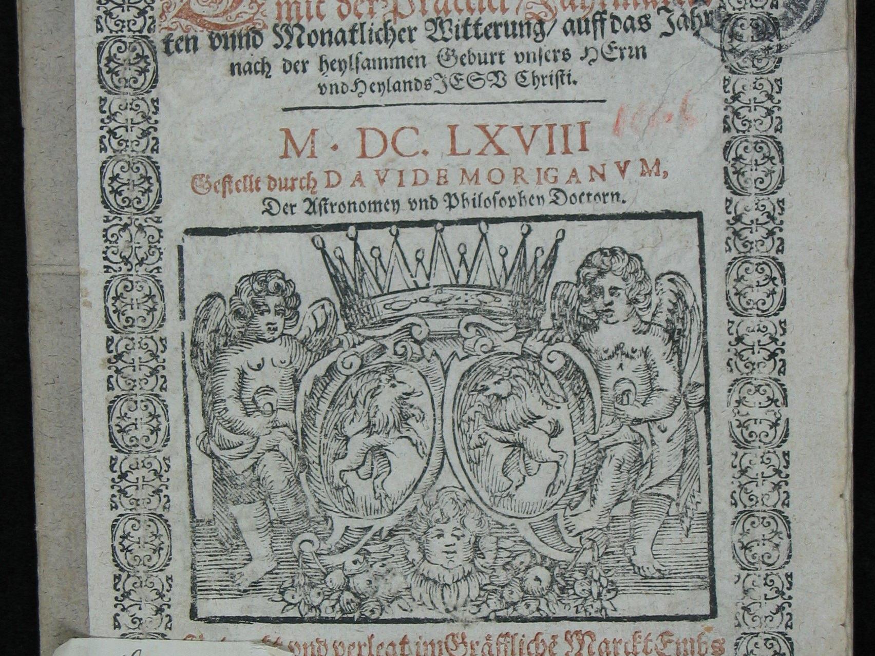 Das älteste bekannte Exemplar des Hohenemser Schreibkalenders, von Bartholomäus Schnell, dem Jüngeren, 1668 gedruckt.