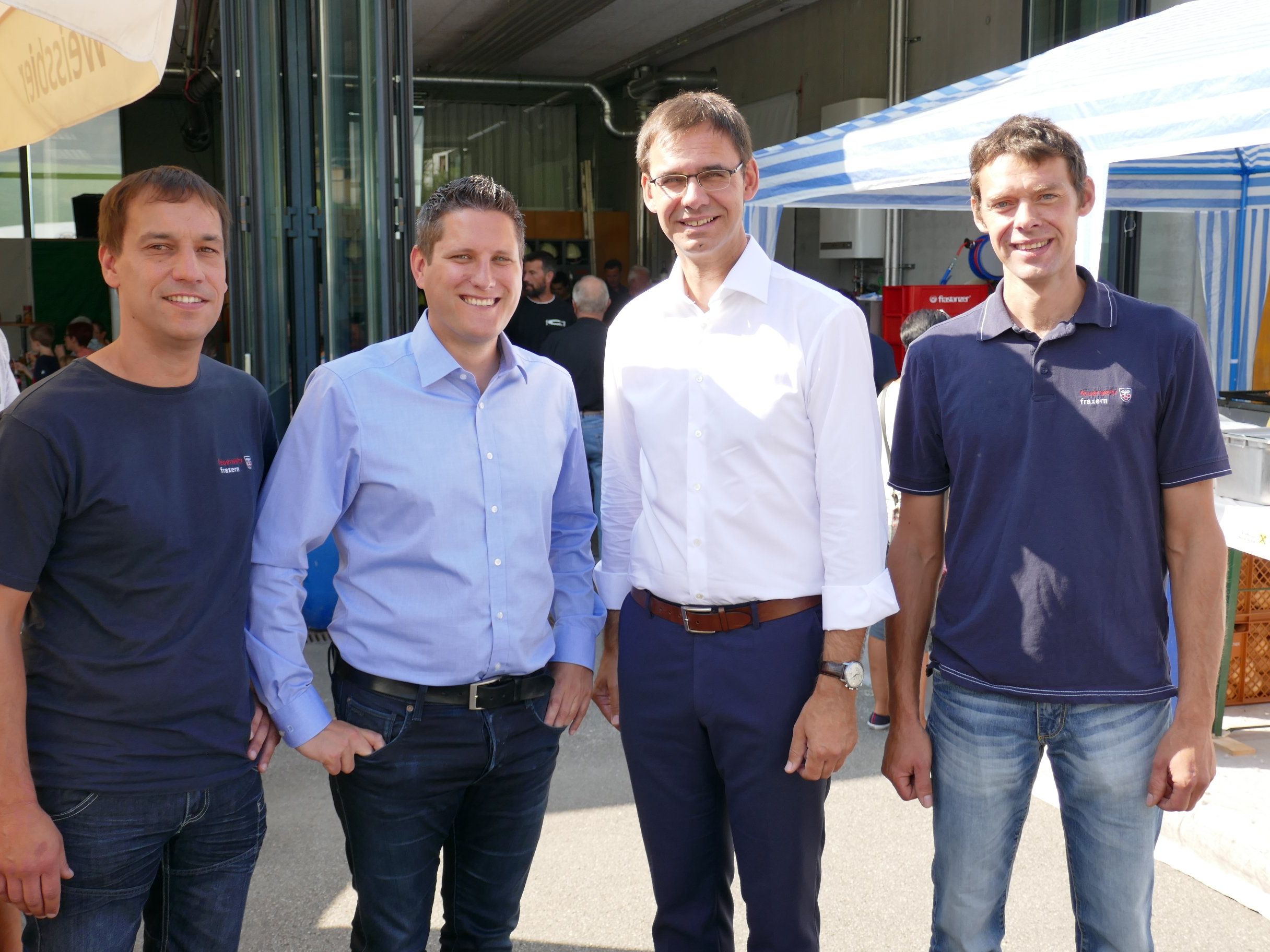 Kilbi Fraxern und Eröffnung Wasserversorgung. v.li. Feuerwehr Kdt. Bernd Nachbaur, Bgm. Steve Mayr, LH Markus Wallner, Bauhof-Leiter Thomas Porod. Kilbi Fraxern und Eröffnung Wasserversorgung. v.li. Feuerwehr Kdt. Bernd Nachbaur, Bgm. Steve Mayr, LH Markus Wallner, Bauhof-Leiter Thomas Porod.