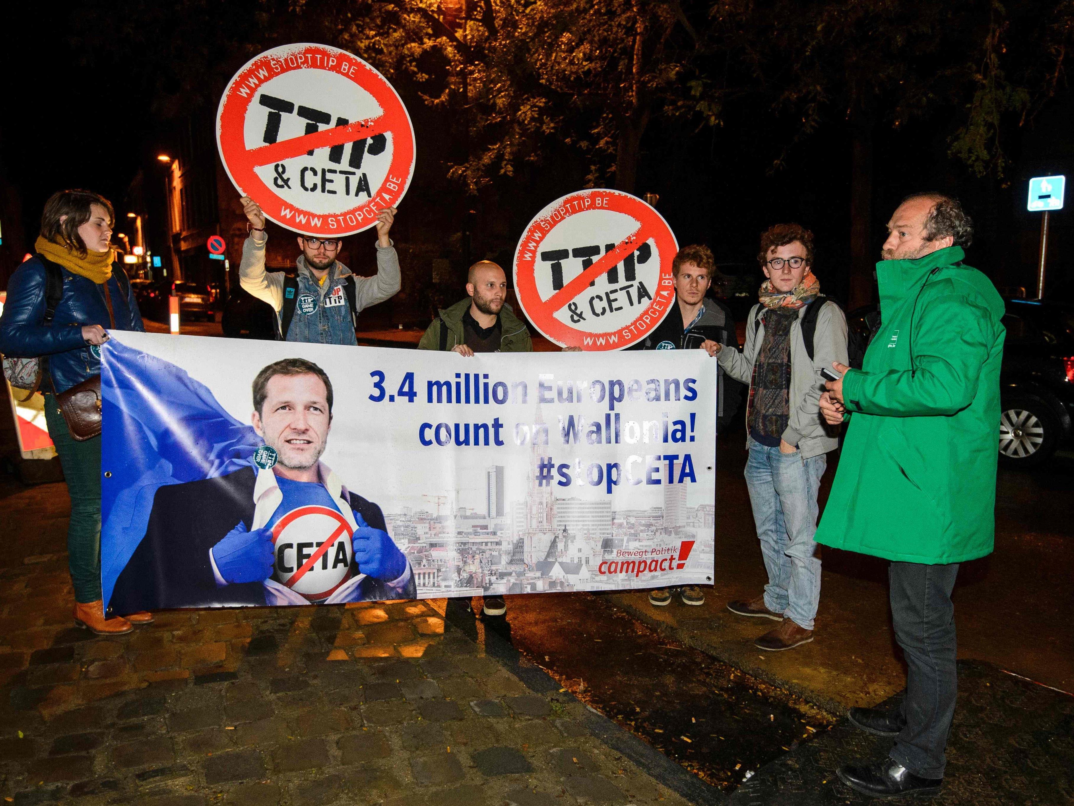 Proteste gegen CETA und TTIP in Belgien.