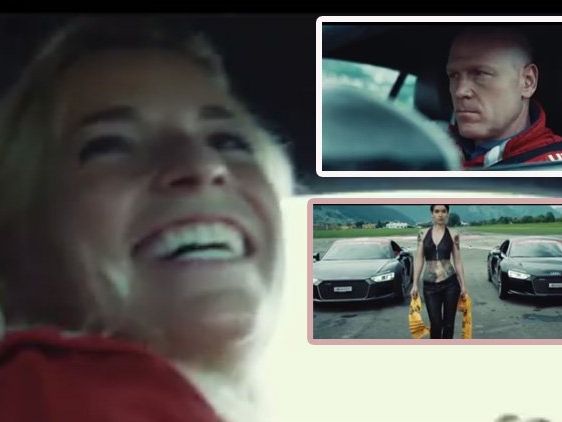 Lara Gut gegen Didier Cuche im Audi Sport R8. Lara Gut gegen Didier Cuche im Audi Sport R8.
