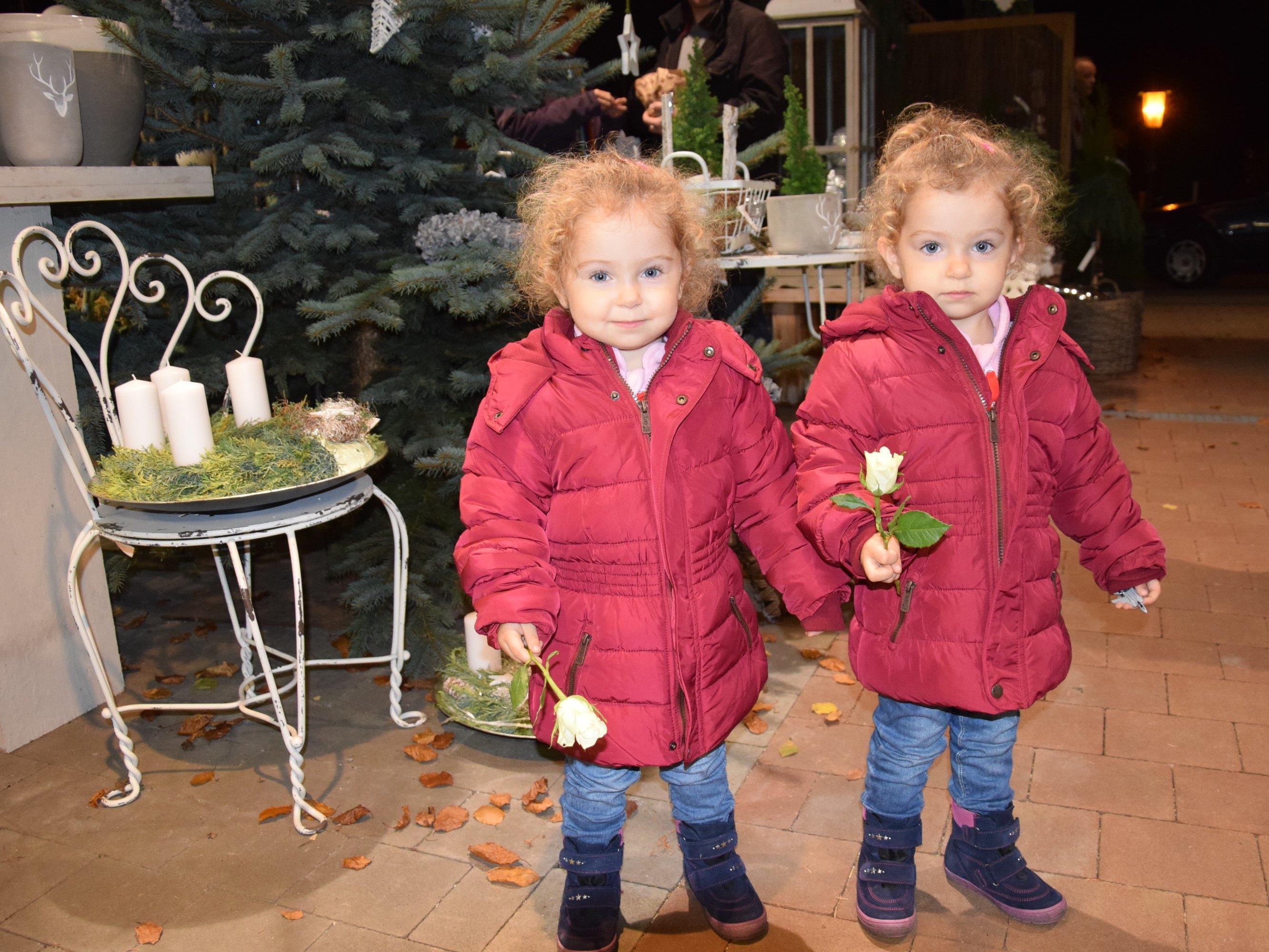 Auch die dreijährigen Zwillinge Uliana & Melanie aus Kriessern kamen mit ihrem Papa zur Adventausstellung...