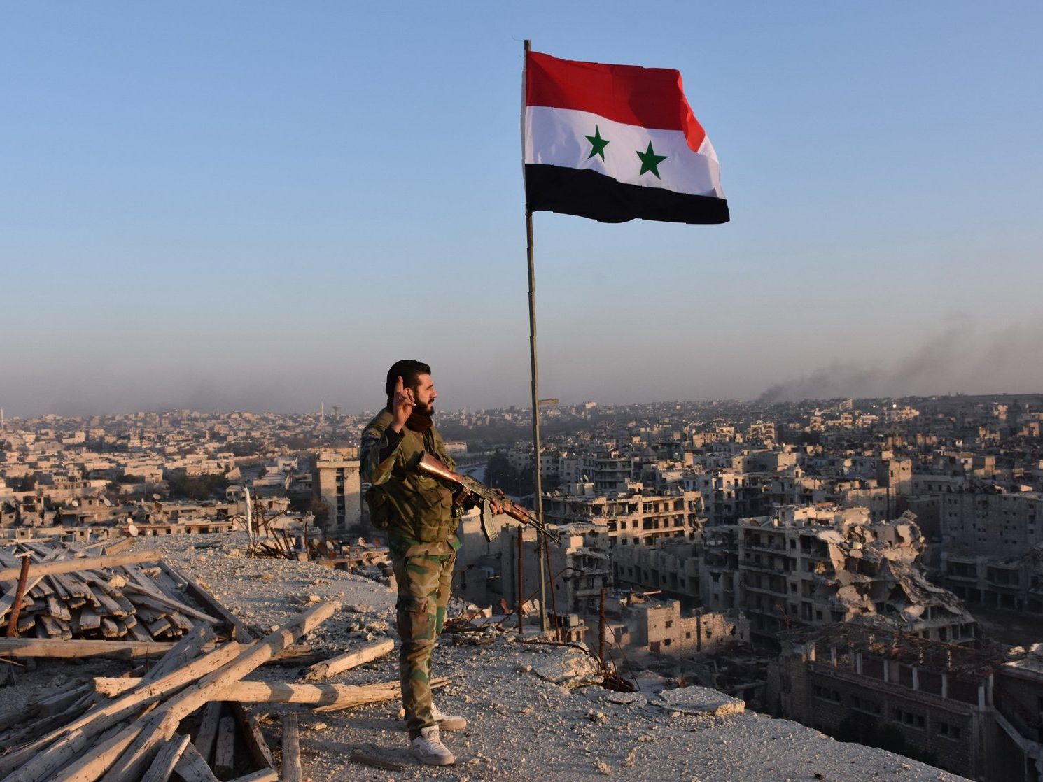 Großstadt in Syrien kurz vor vollständiger Einnahme durch Assad-Truppen. Großstadt in Syrien kurz vor vollständiger Einnahme durch Assad-Truppen.