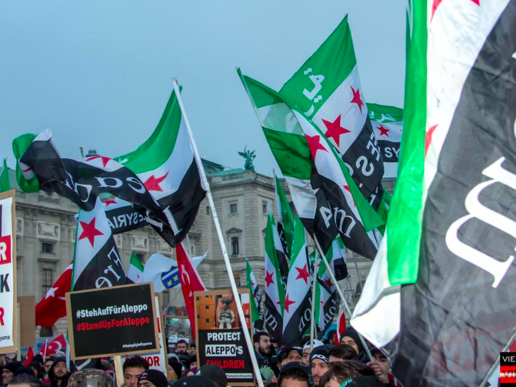 Der der Kundgebung für Aleppo am Wiener Heldenplatz.