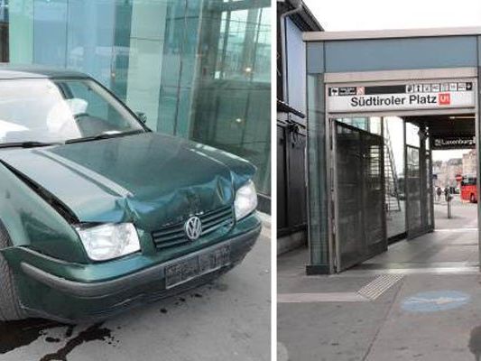 Der Unfallwagen im Bereich der U1-Station Der Unfallwagen im Bereich der U1-Station