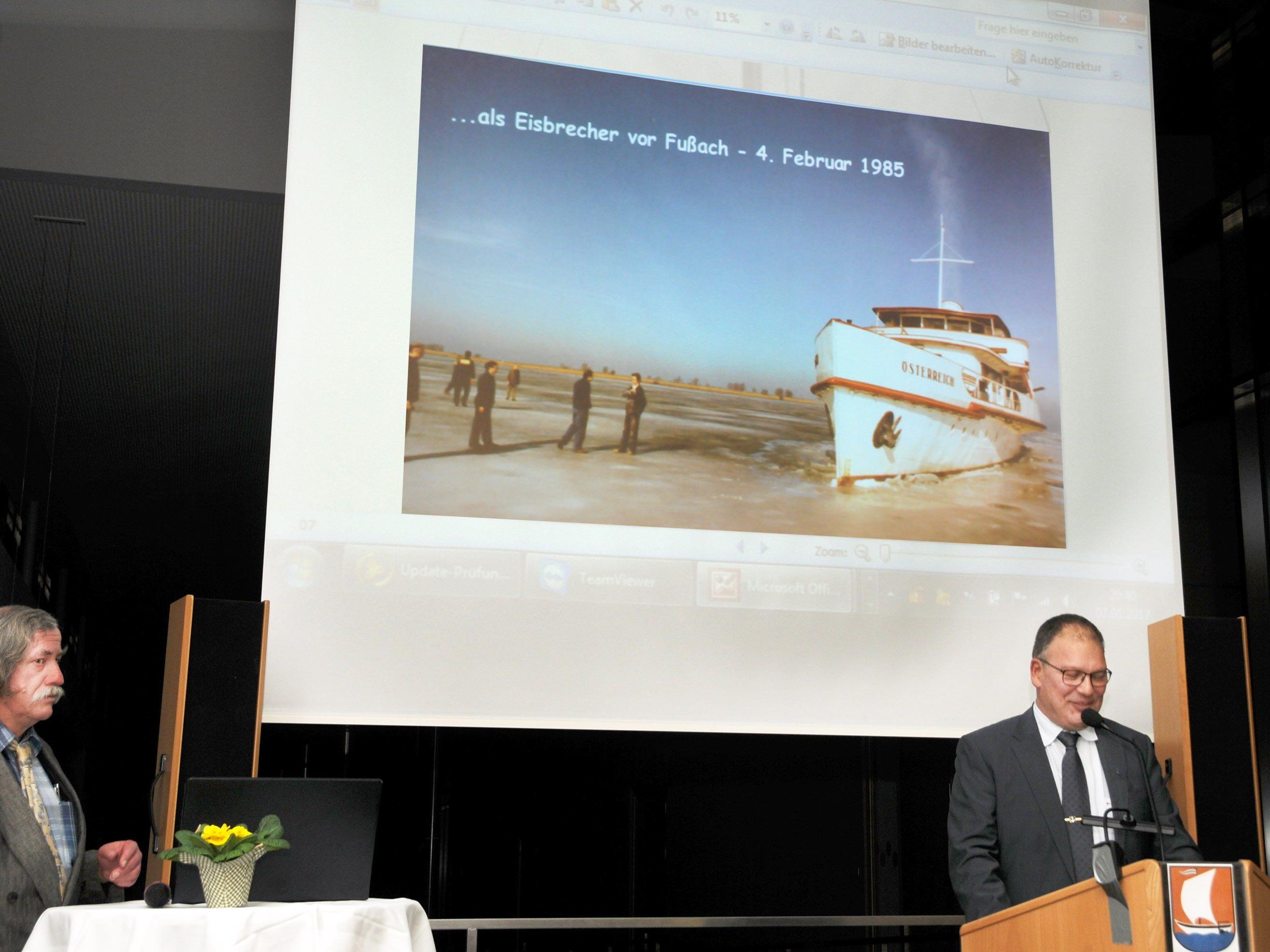 DI Christan Kaizler informierte in Fußach über die wechselvolle Geschichte des Motorschiffs „Österreich"