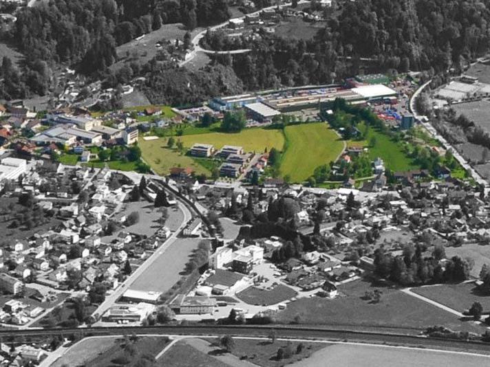 Wolfurt stellt den Masterplan für die Ortsteilentwicklung Rickenbach (grün eingefärbt) vor.