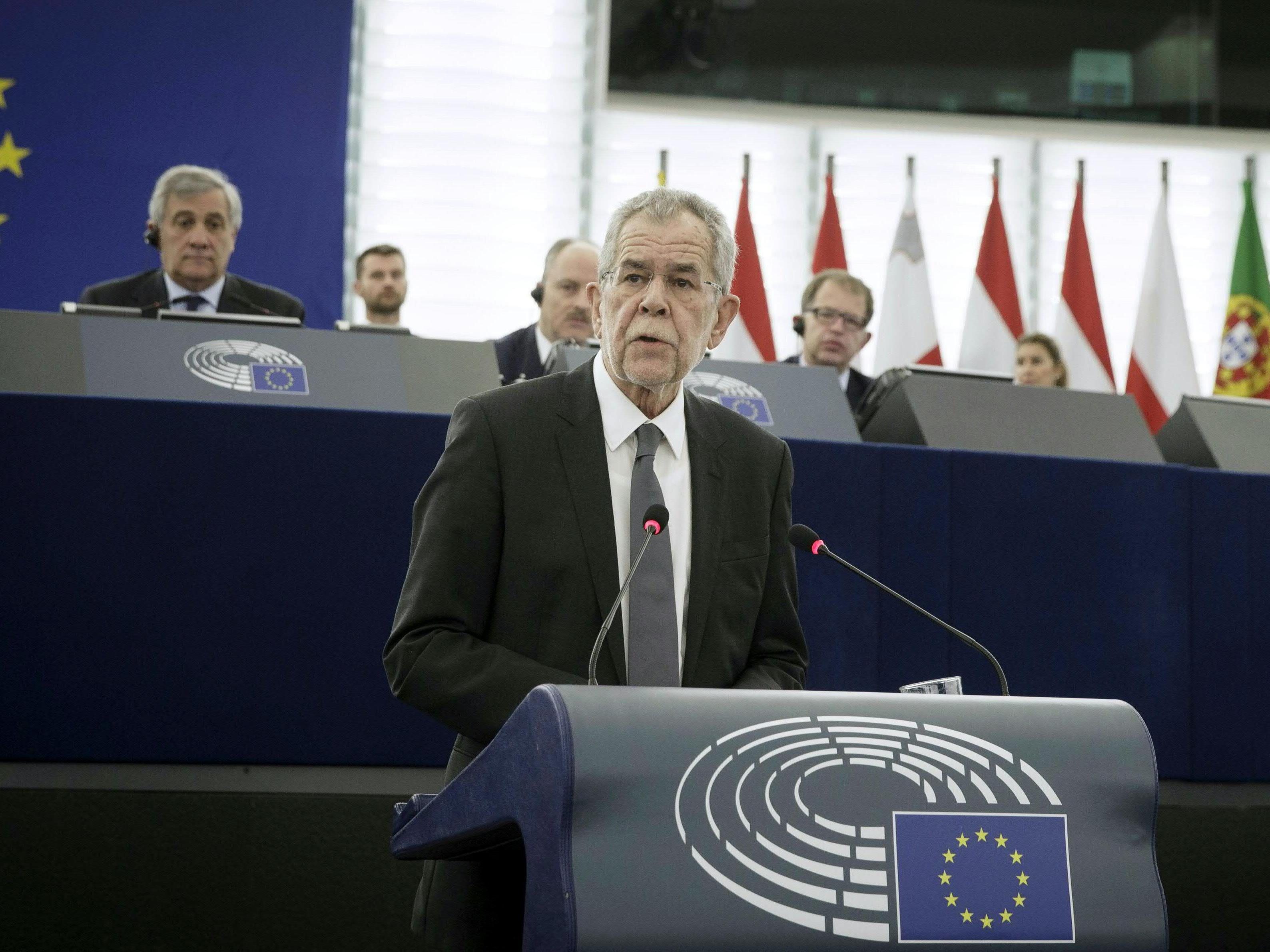 Bundespräsident hielt im EU-Parlament von Straßburg programmatische Rede.