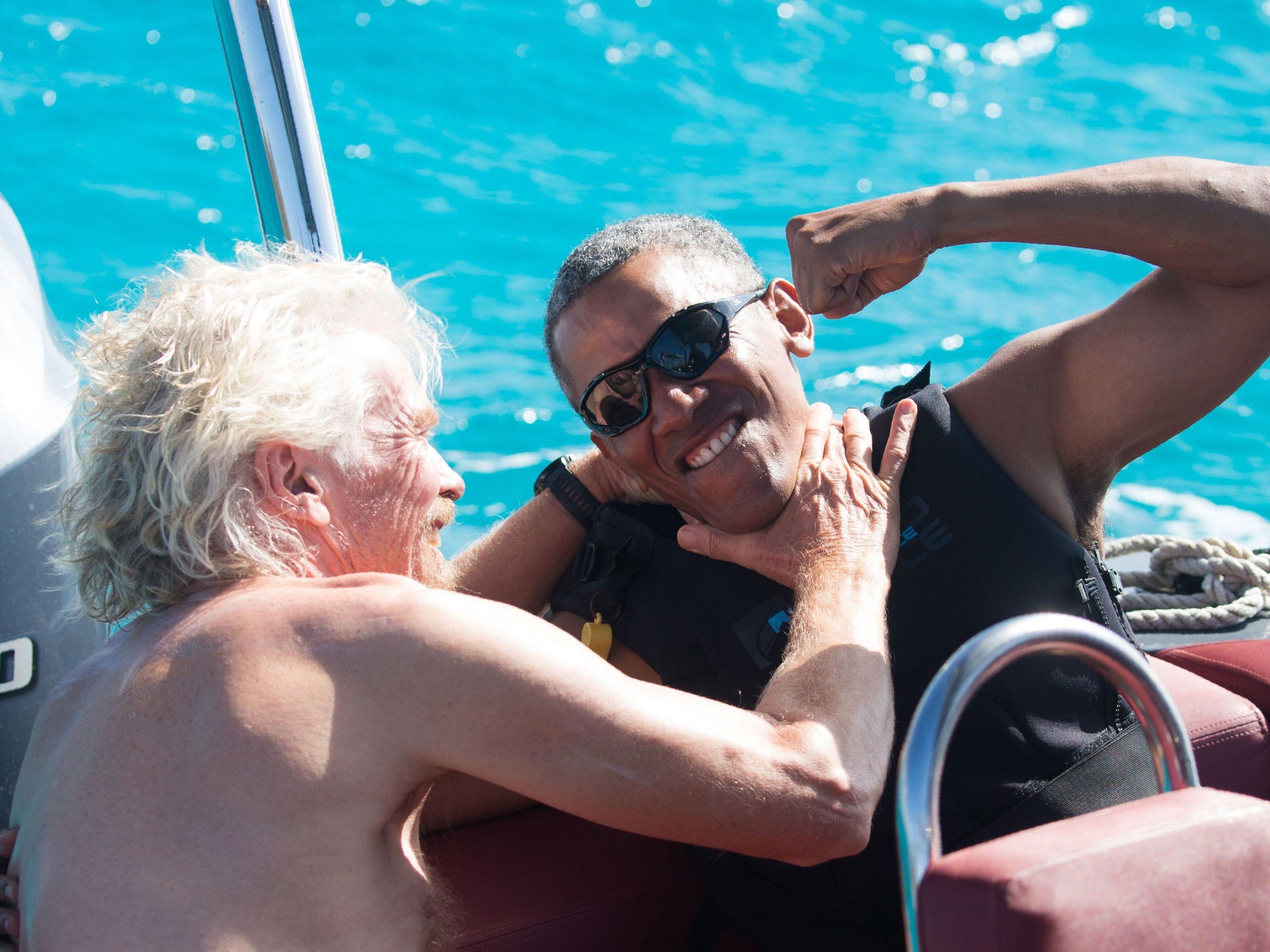 Während seiner Amtszeit konnte Obama aus Sicherheitsgründen nicht surfen - Jetzt könnte nur Richard Branson gefährlich werden.