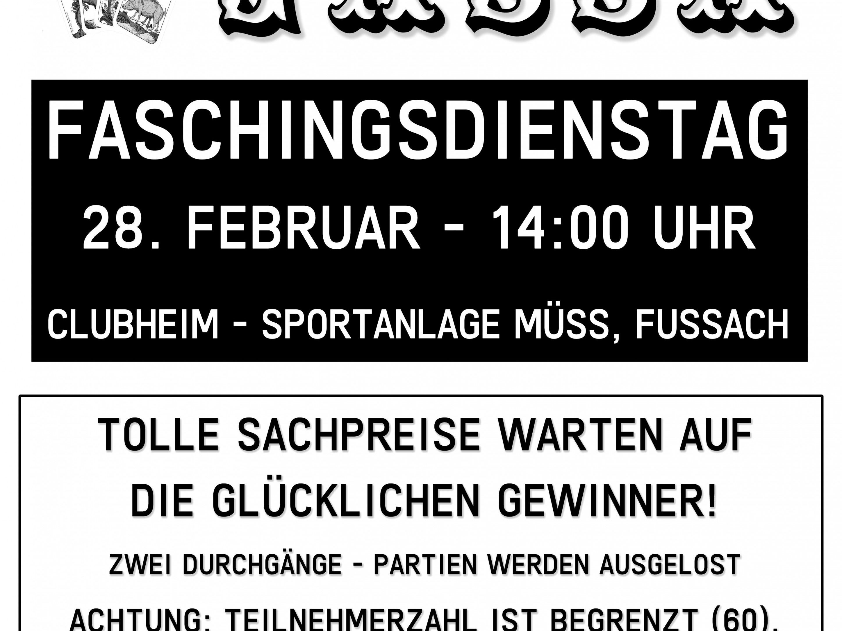 Kehrus-Jassa am Faschingsdienstag auf der Müss. Kehrus-Jassa am Faschingsdienstag auf der Müss.