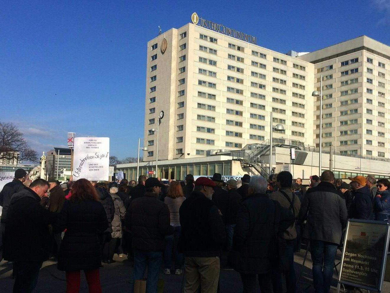 Bei der Demonstration gegen das Hochhausprojekt am Heumarkt