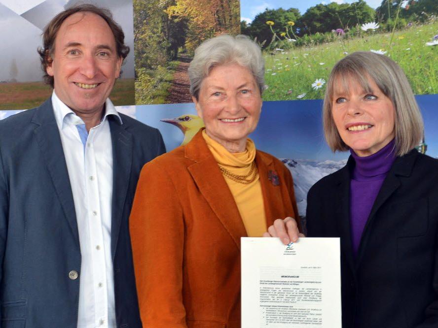 Umweltlandesrat Johannes Rauch, Hildegard Breiner, Vorsitzende des Vorarlberger und Naturschutzbundes Gerlind Weber, Vorsitzende des Naturschutzrates